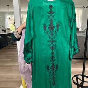 Elegant Green Embroidered Dress